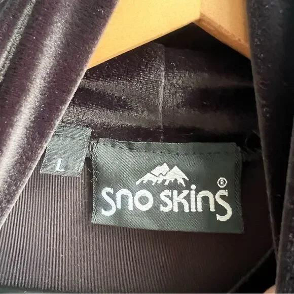 SnoSkins Vintage Black Velvet Base Layer Top Turtleneck Size Large Ski Layer - Picture 6 of 11
